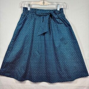 H&M Skirt A-Line Blue Patterned Tie Waist Casual Everyday Size 4‎